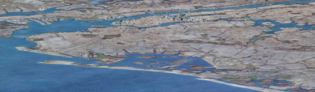 Aerial View of New York Oil Paint Render